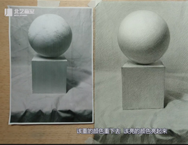 素描几何体（正方体、圆球体组合）的讲解示范