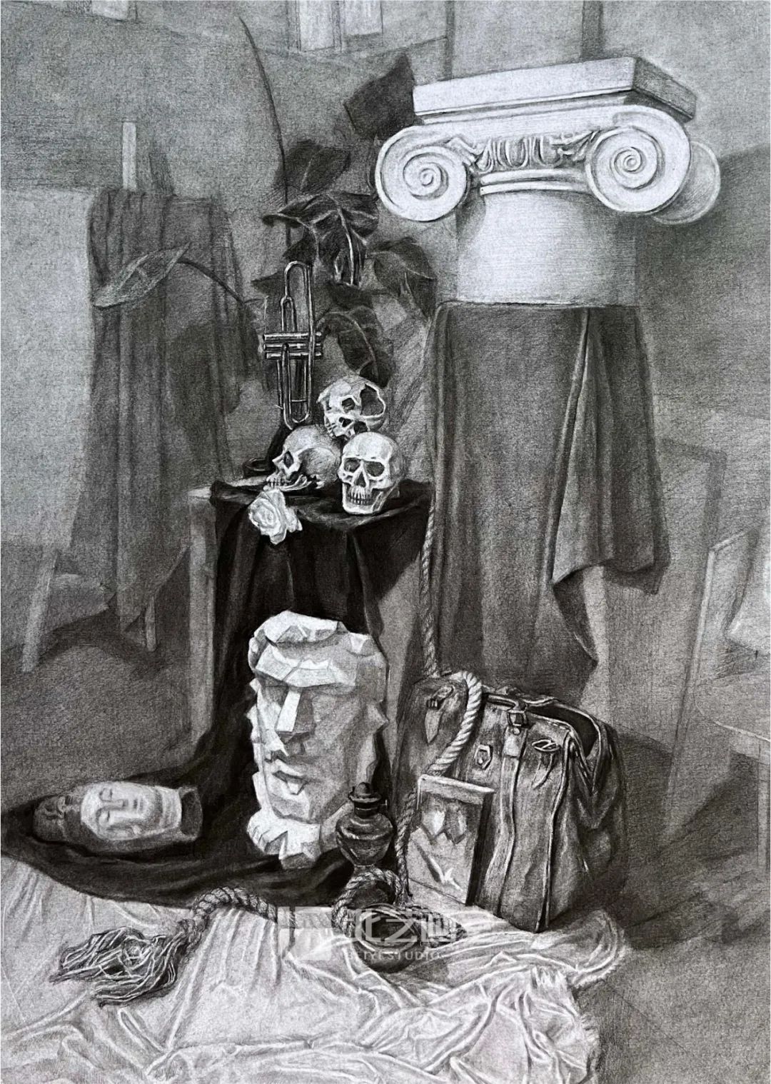 k8凯发(中国)天生赢家·一触即发2023届学员素描静物写生作品（六）